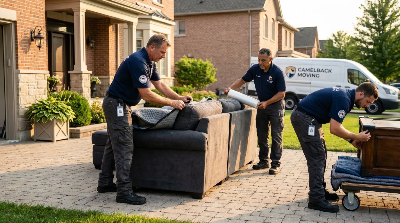Large estate moving crew wrapping furniture in Dimmitt, TX